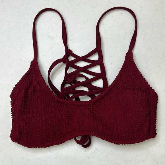 XHILARATION Small Maroon Bikini with crisscross back tie sides - Picture 14 of 16